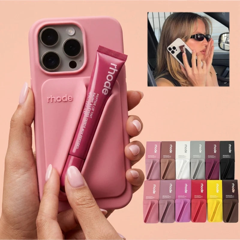Snap-On Lip Case Magsafe Lip Gloss Holder with Magsafe Support Peptide Treatment Anti-Slip Single-Sided Case Mount Back Sticker